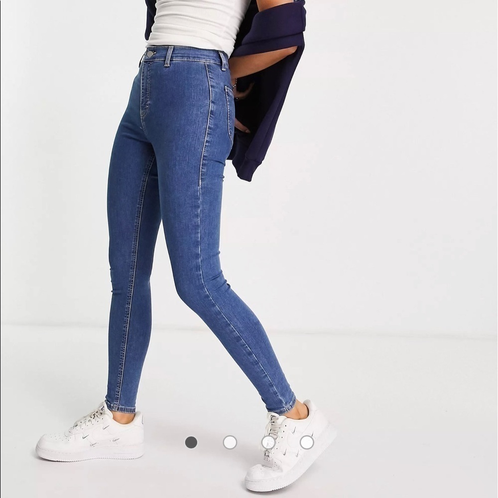 Topshop Joni jeans in mid blue Size 34X30 like new